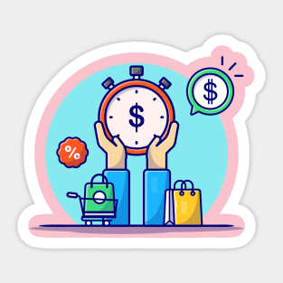 Discount And Sale Time Cartoon Vector Icon Illustration Sticker